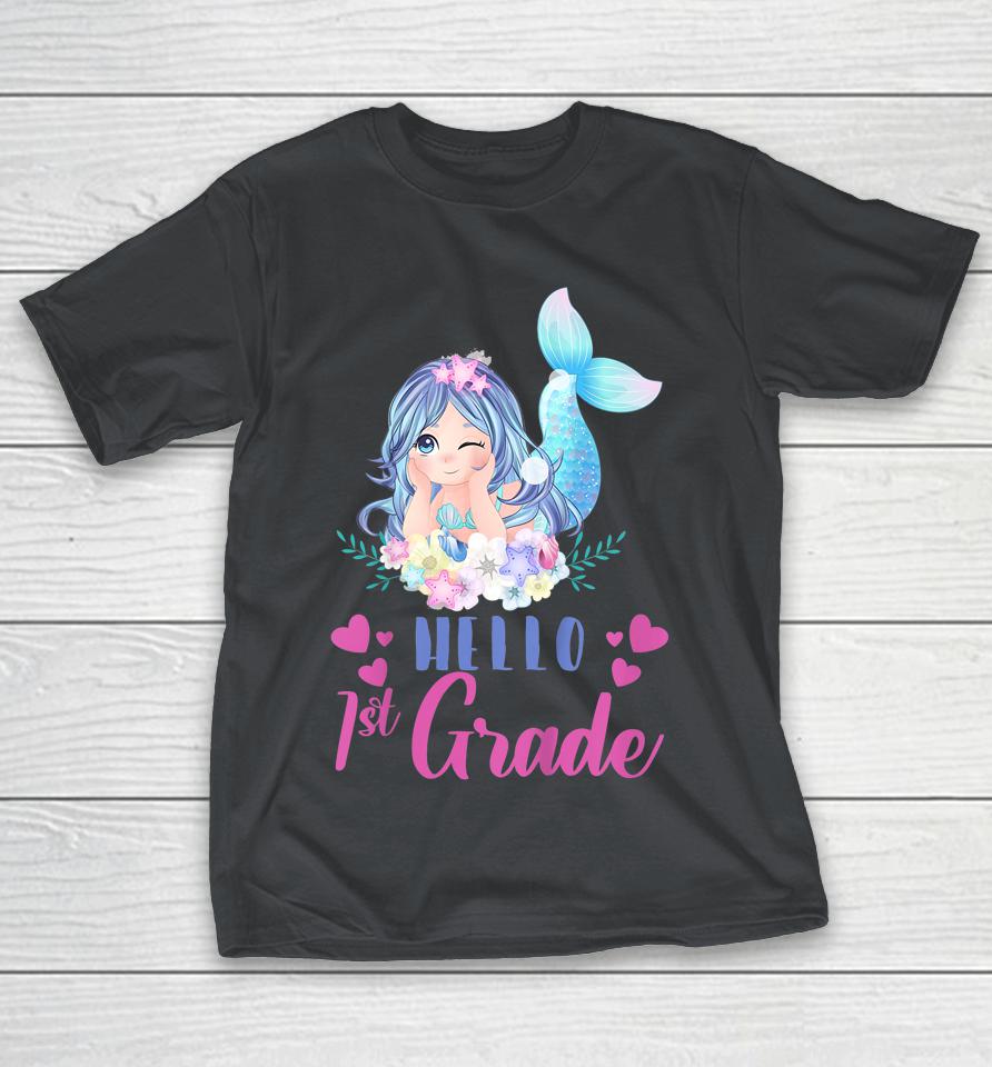 1st Grade Girls First Day Of School Hello First Grade Shirts