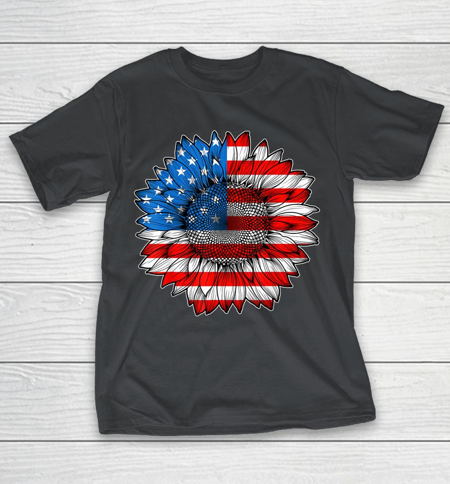 4th Of July American Flag Sunflower Patriotic Shirts