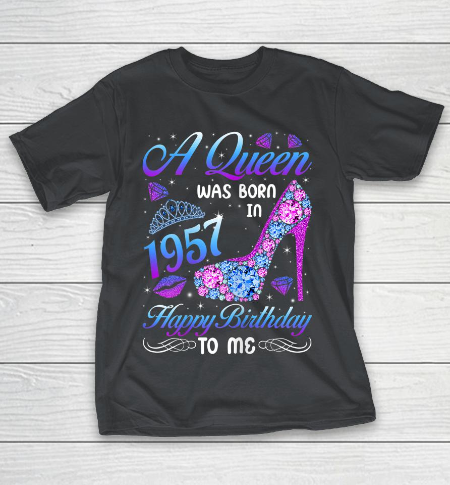 A Queen Was Born In 1957 65th Birthday High Heel Vintage Shirts