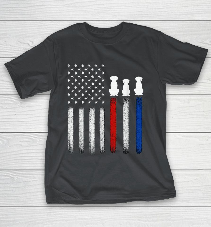 American Flag with Dog Silhouettes, Pet Lover 4th of July Shirts