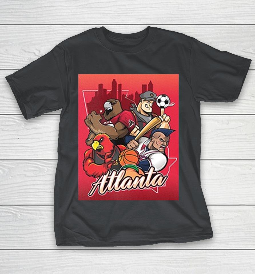 Atlanta Falcons x Atlanta Braves x Atlanta Hawks x Atlanta United FC Art By Eric Poole Unique Shirts