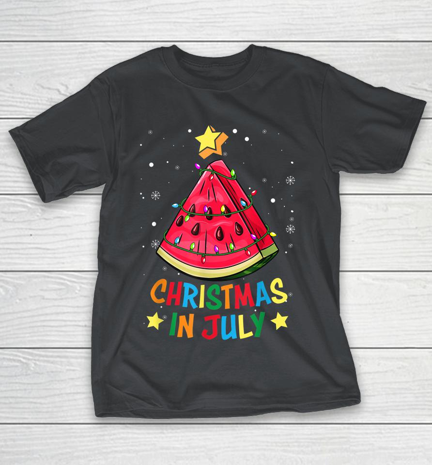 Christmas In July Watermelon Christmas Tree Summer Vacation Shirts