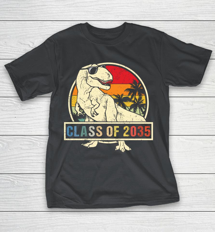 Class Of 2035 Grow With Me First Day Of School Dinosaur Boys Shirts