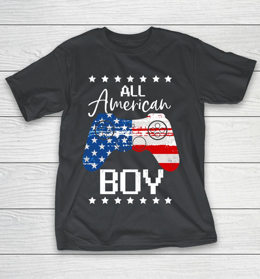 Funny All American Boys 4th July Shirt Son Video Game Usa Shirts