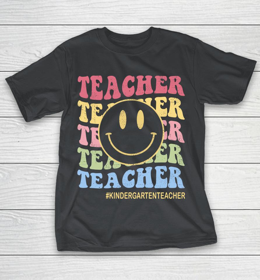 Groovy Kindergarten Vibes Retro Face Teachers Back To School Shirts