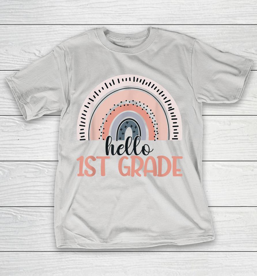 Hello 1st Grade Boho Rainbow First Grade Teacher Student Shirts