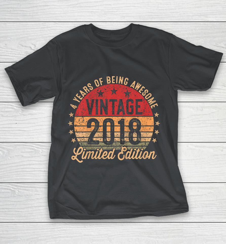 Kids 4 Year Old Vintage 2018 Limited Edition 4th Birthday Shirts