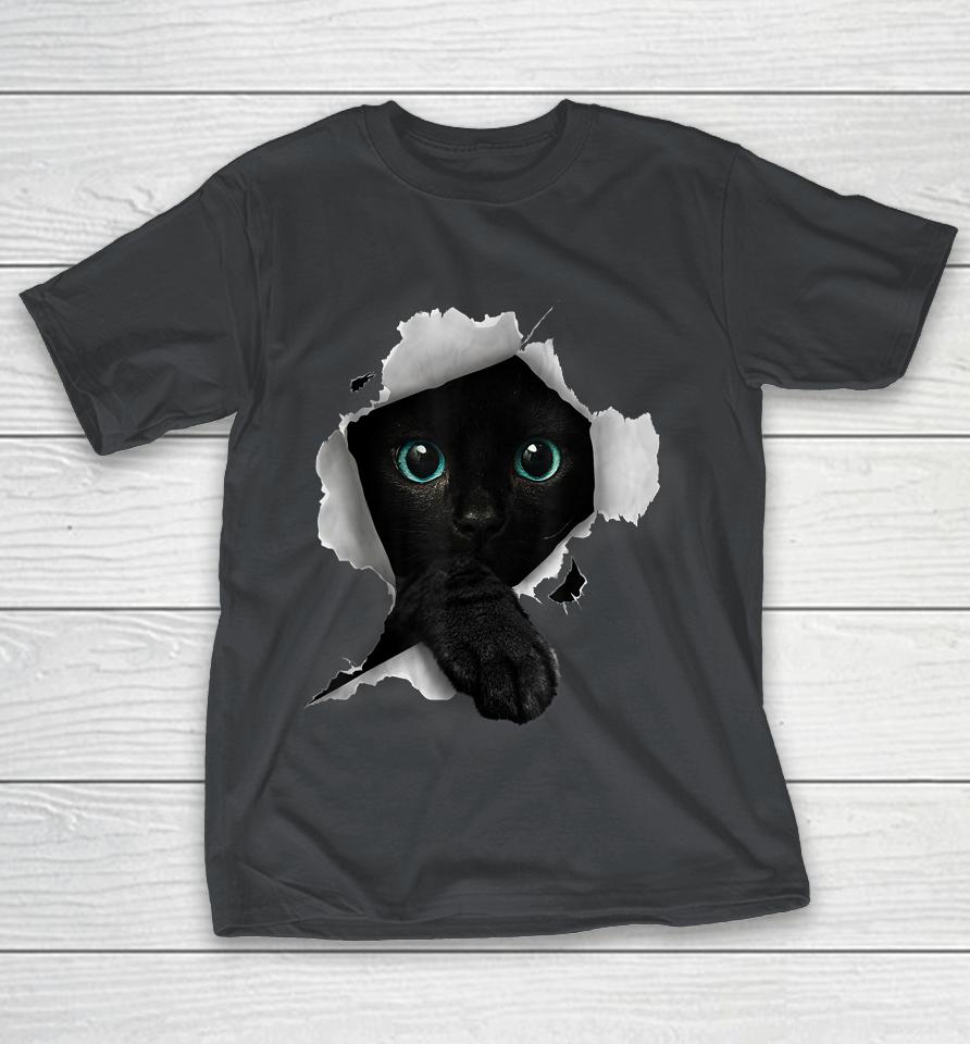 Kitten Black Cat Torn Cloth Shirts