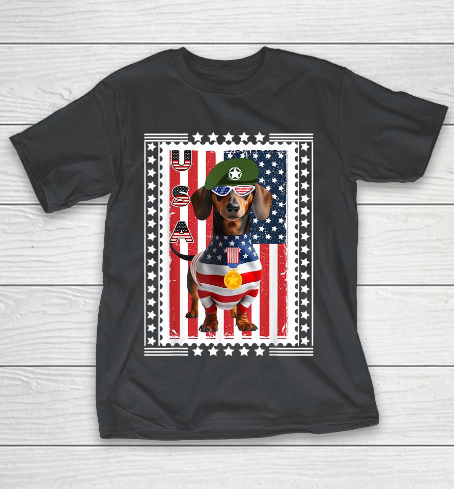 Patriotic Dachshund American Flag 4th Of July Shirts
