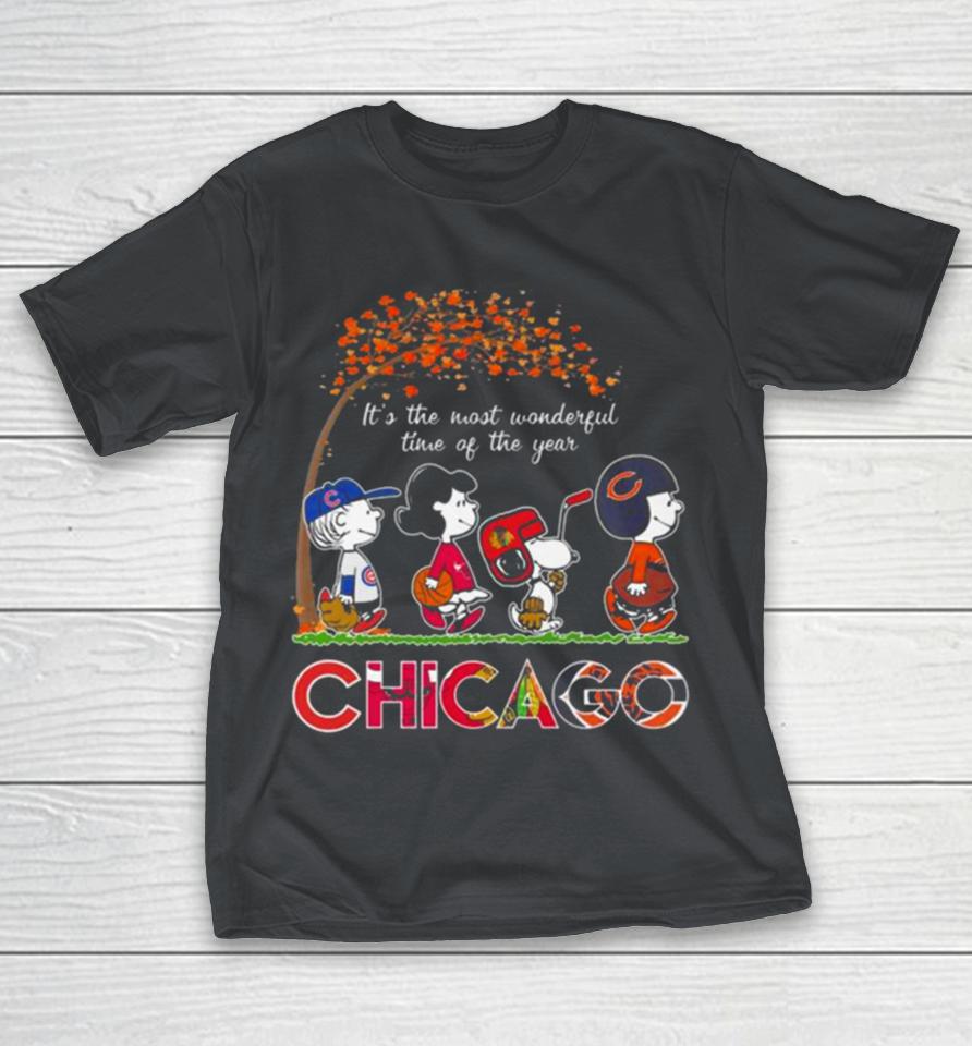 Peanuts Characters It’s The Most Wonderful Time Of The Year Chicago Sports Teams Shirts