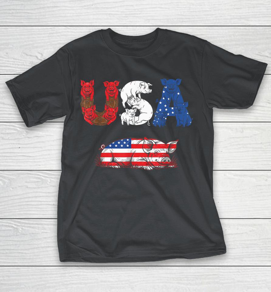 Pig American USA Flag 4th of July Shirts