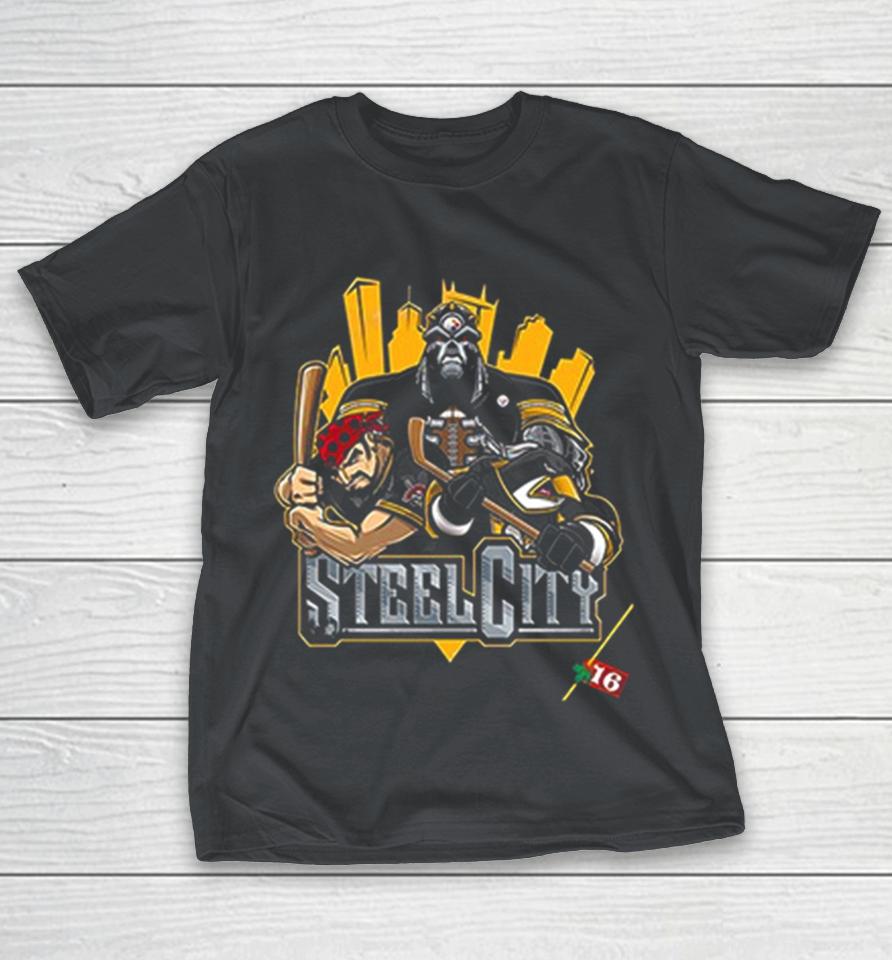 Pittsburgh Steelers x Pittsburgh Penguins x Pittsburgh Pirates art by Eric Poole Unique Shirts