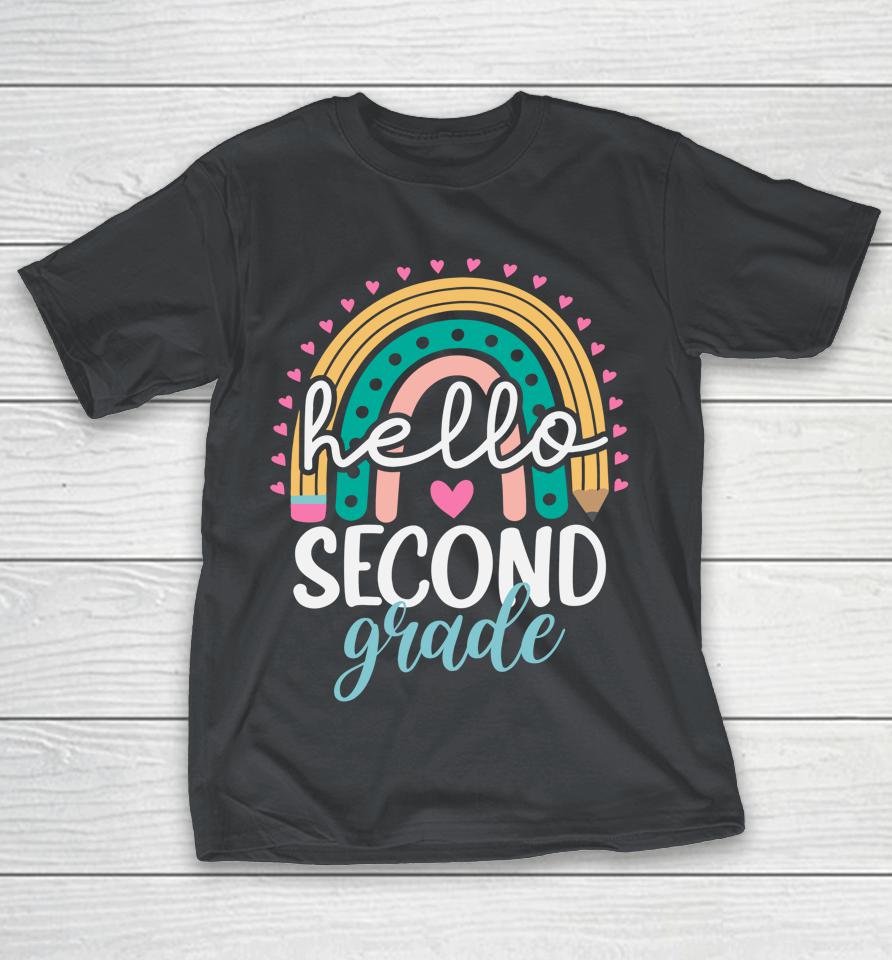 Rainbow Hello Second 2nd Grade Teacher First Day Of School Shirts