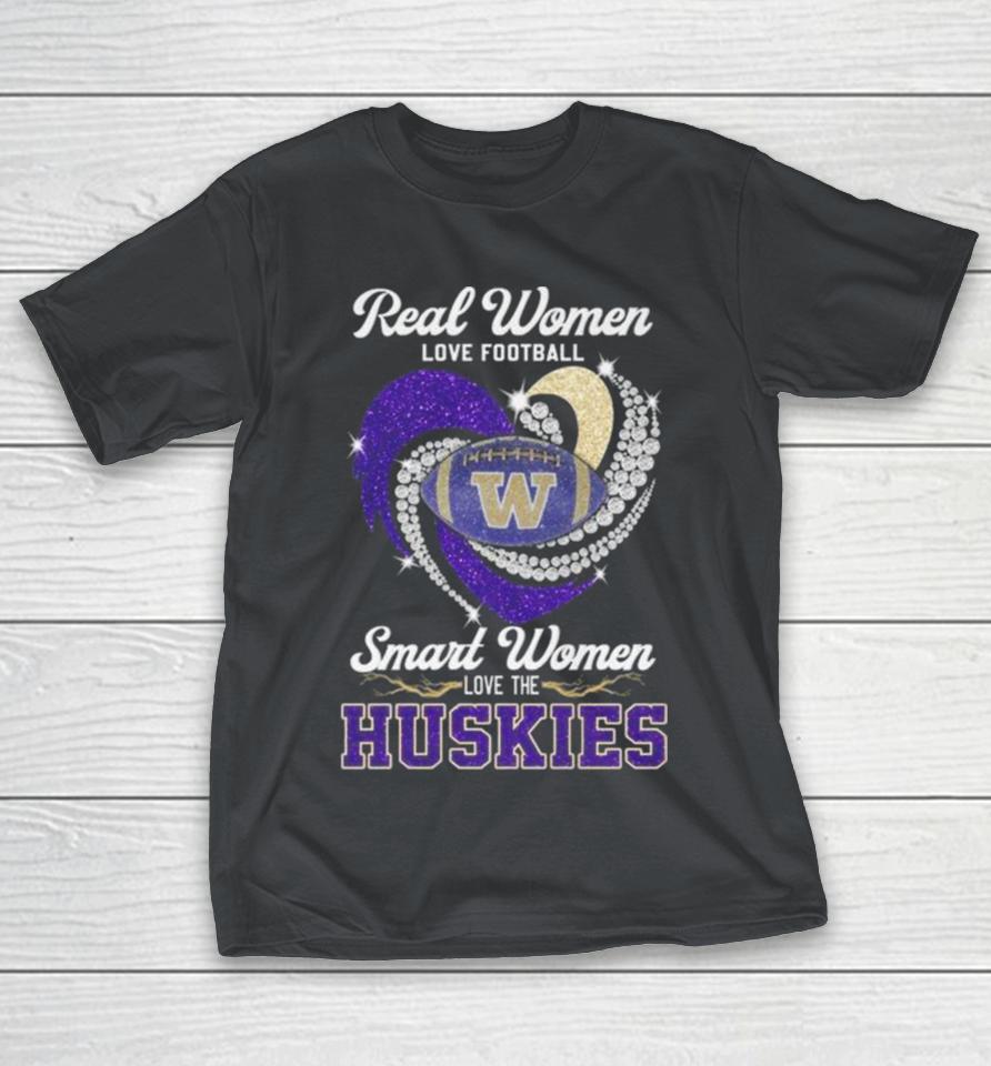 Real Women Love Football Smart Women Love The Huskies Diamond Heart 2023 Shirts