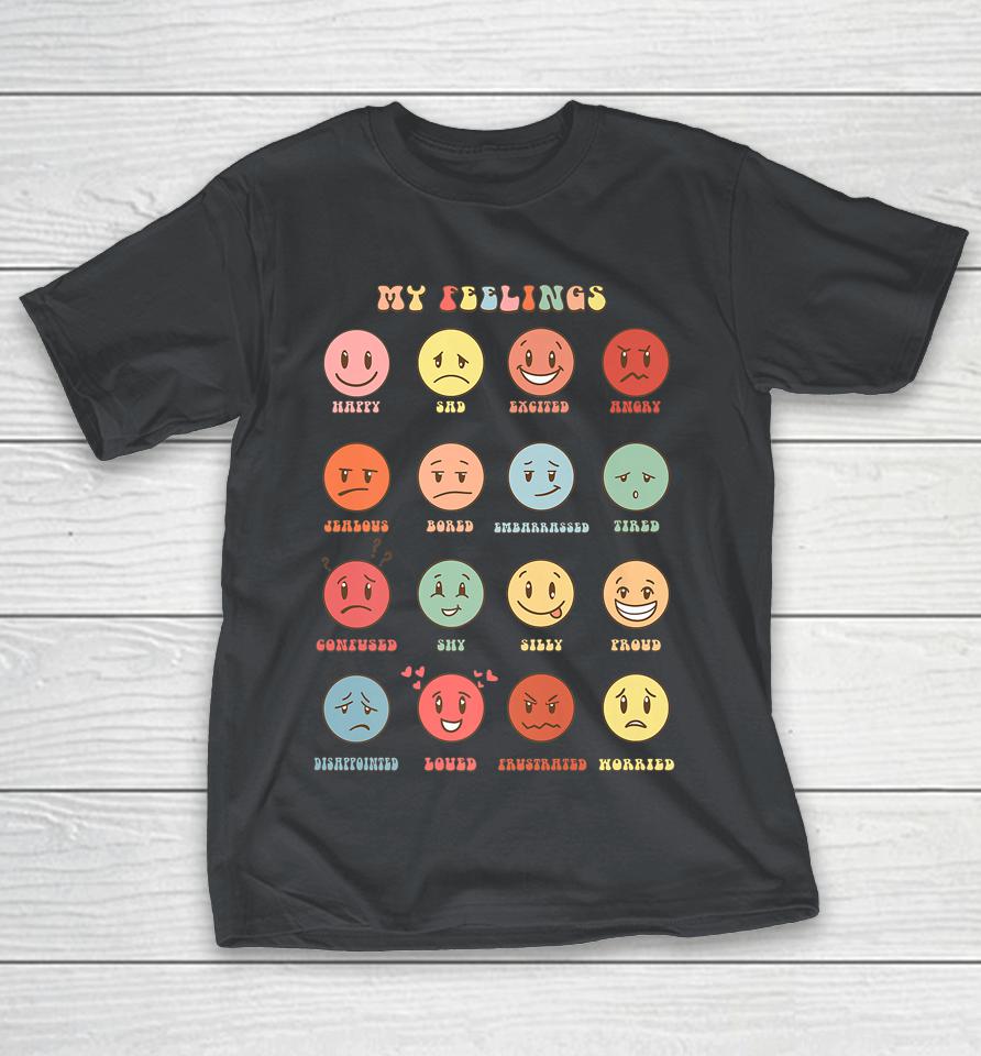 Retro My Feelings Emotion Faces Mental Health Matters Shirts