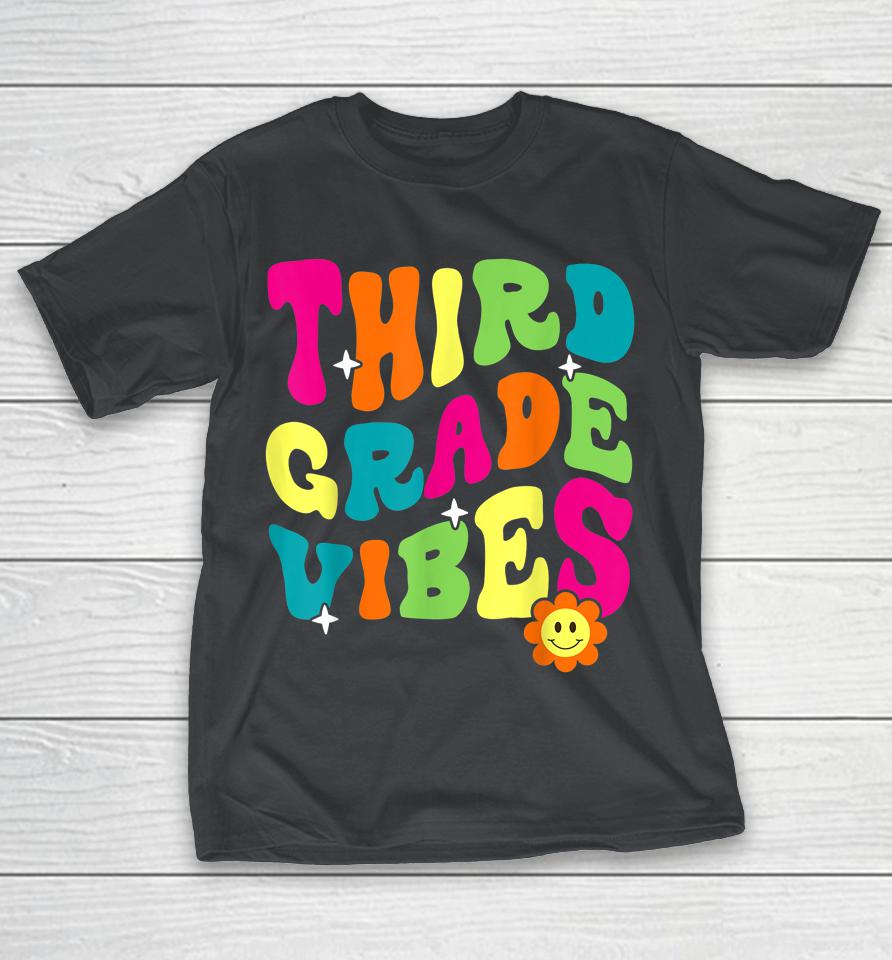 Retro Third Grade Vibes Back To School 3rd Grade Teacher Kid Shirts