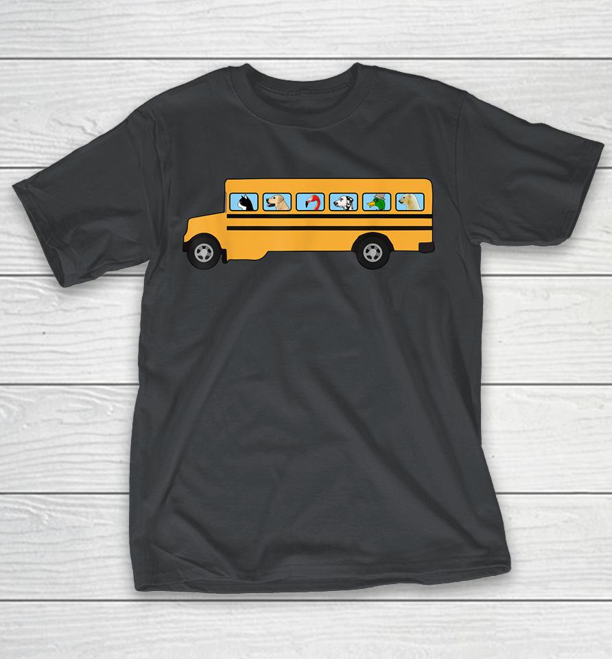 School Bus With Cat - Dog And Other Funny Animals Shirts