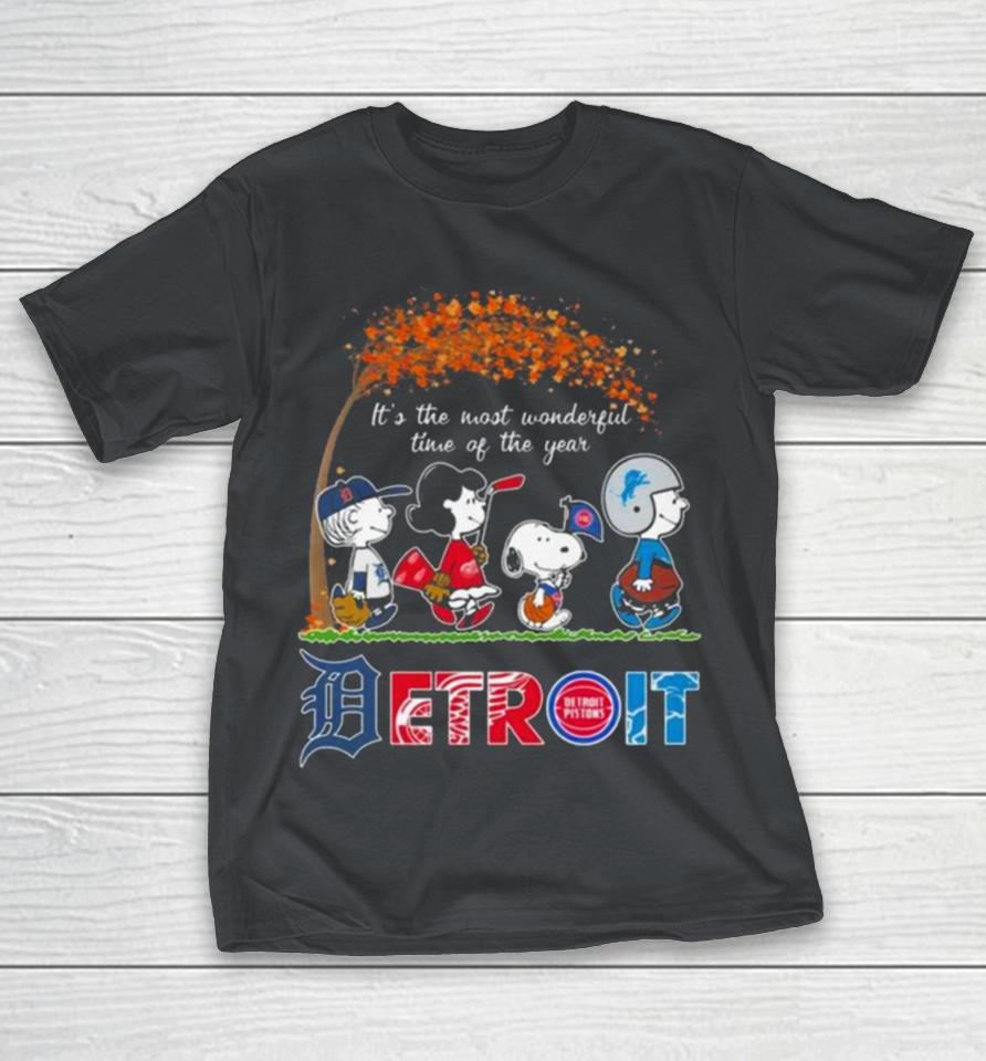 The Peanuts Detroit Sport Teams It’s The Most Wonderful Time Of The Year Shirts