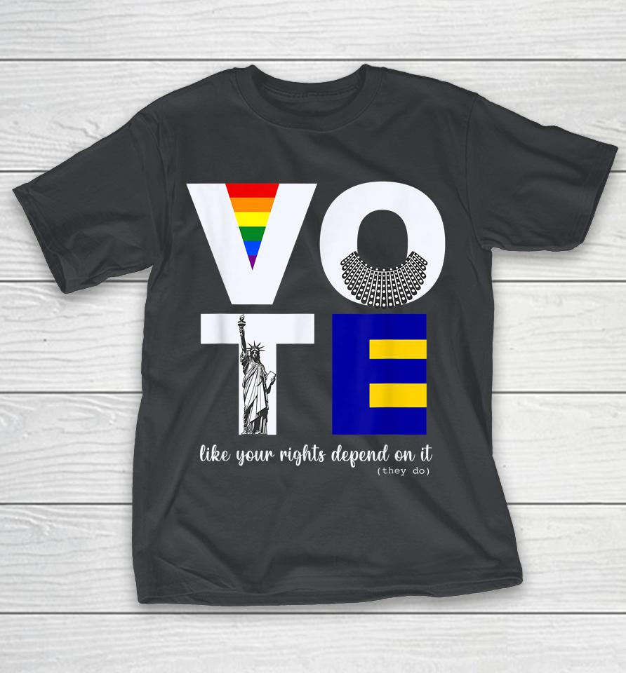 Vote Dissent Collar Statue Of Liberty Pride Flag Equality Shirts