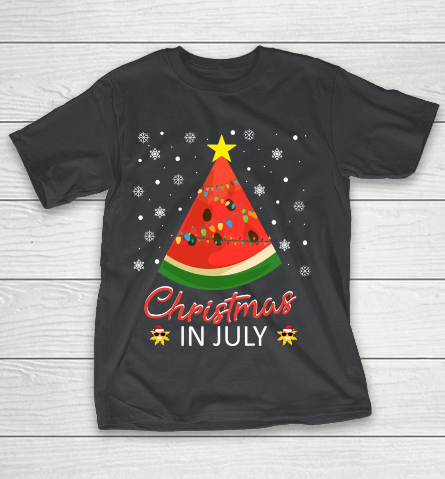 Watermelon Christmas Tree Christmas In July Summer Vacation Shirts