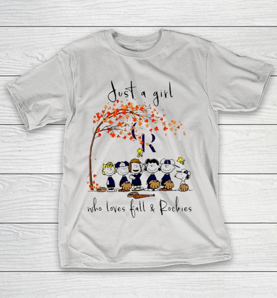 The Peanuts Just A Girl Who Loves Fall Colorado Rockies Shirts